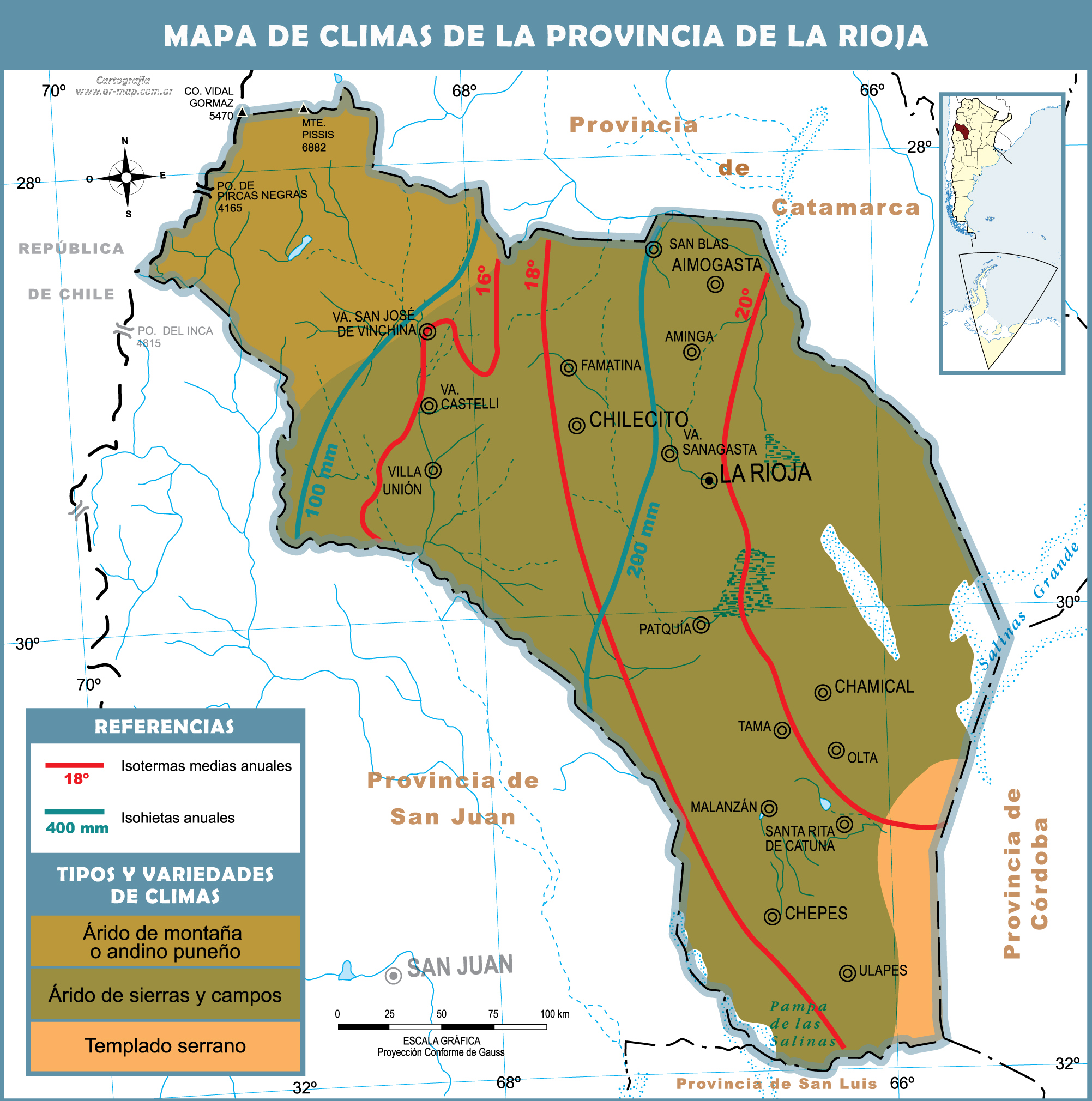 Climatic map of the Province of La Rioja, Argentina | Gifex