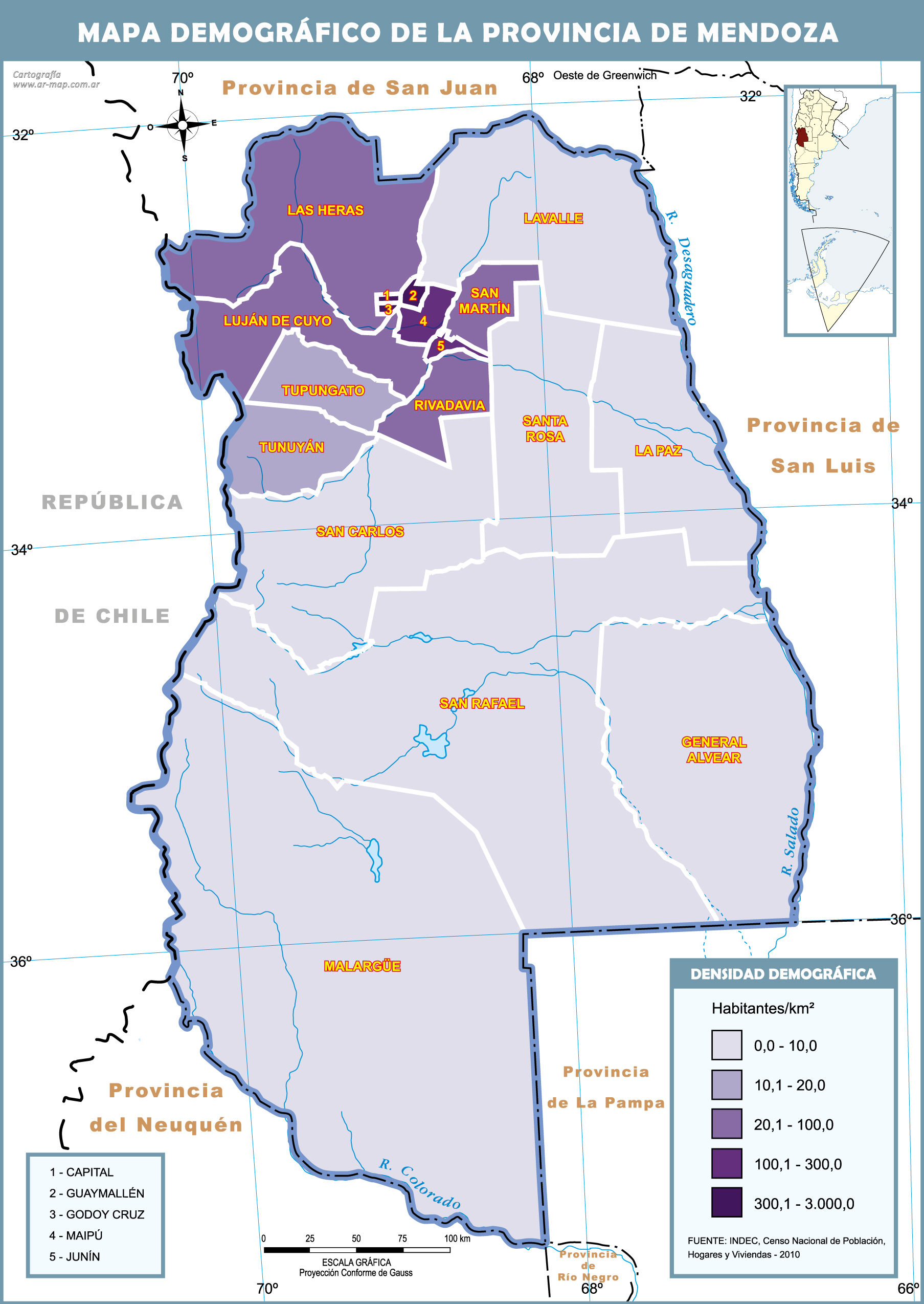 Demographic Map Of The Province Of Mendoza Gifex   Demographic Map Of The Province Of Mendoza 