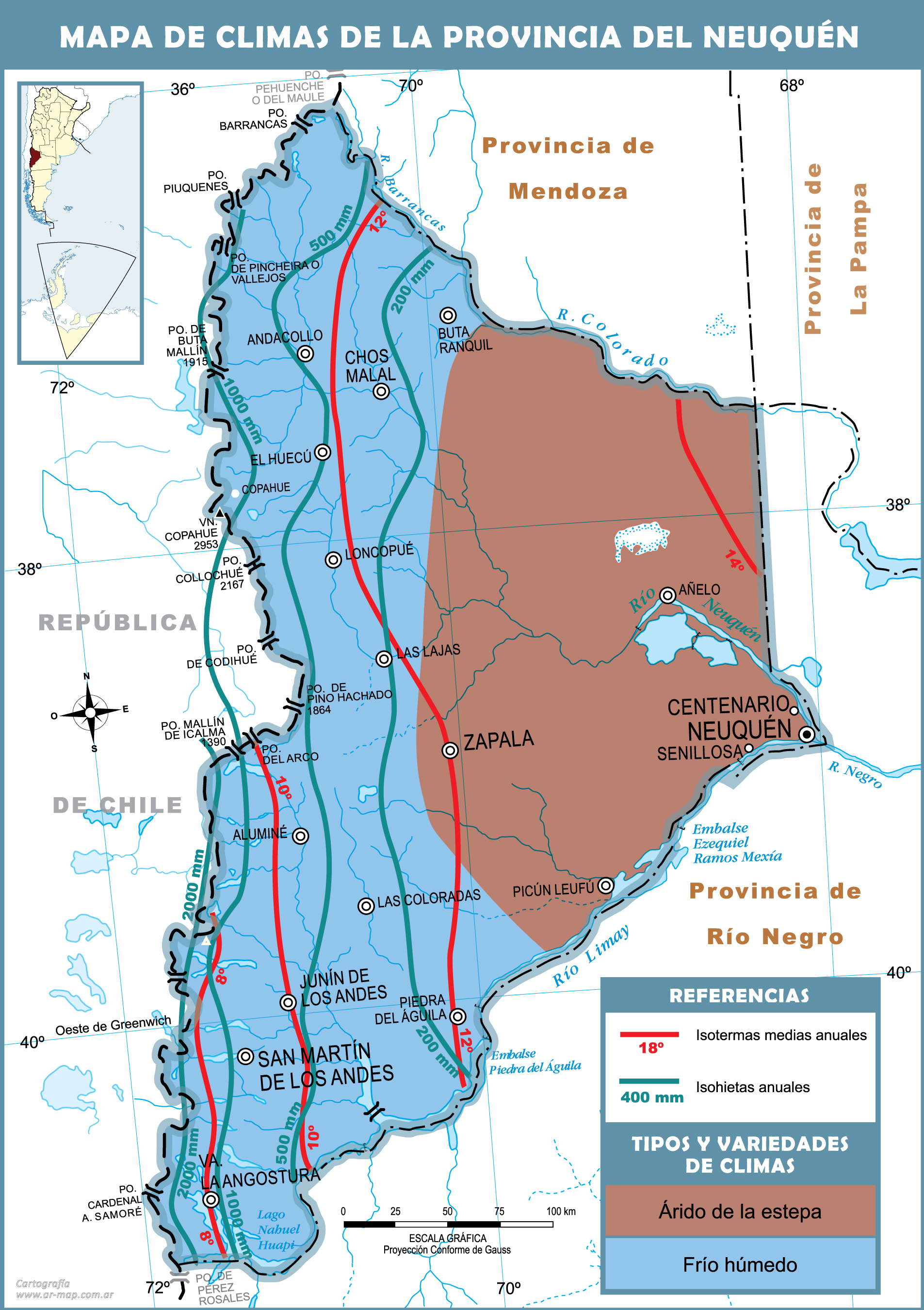 Climatic map of the Province of Neuquén - Full size | Gifex