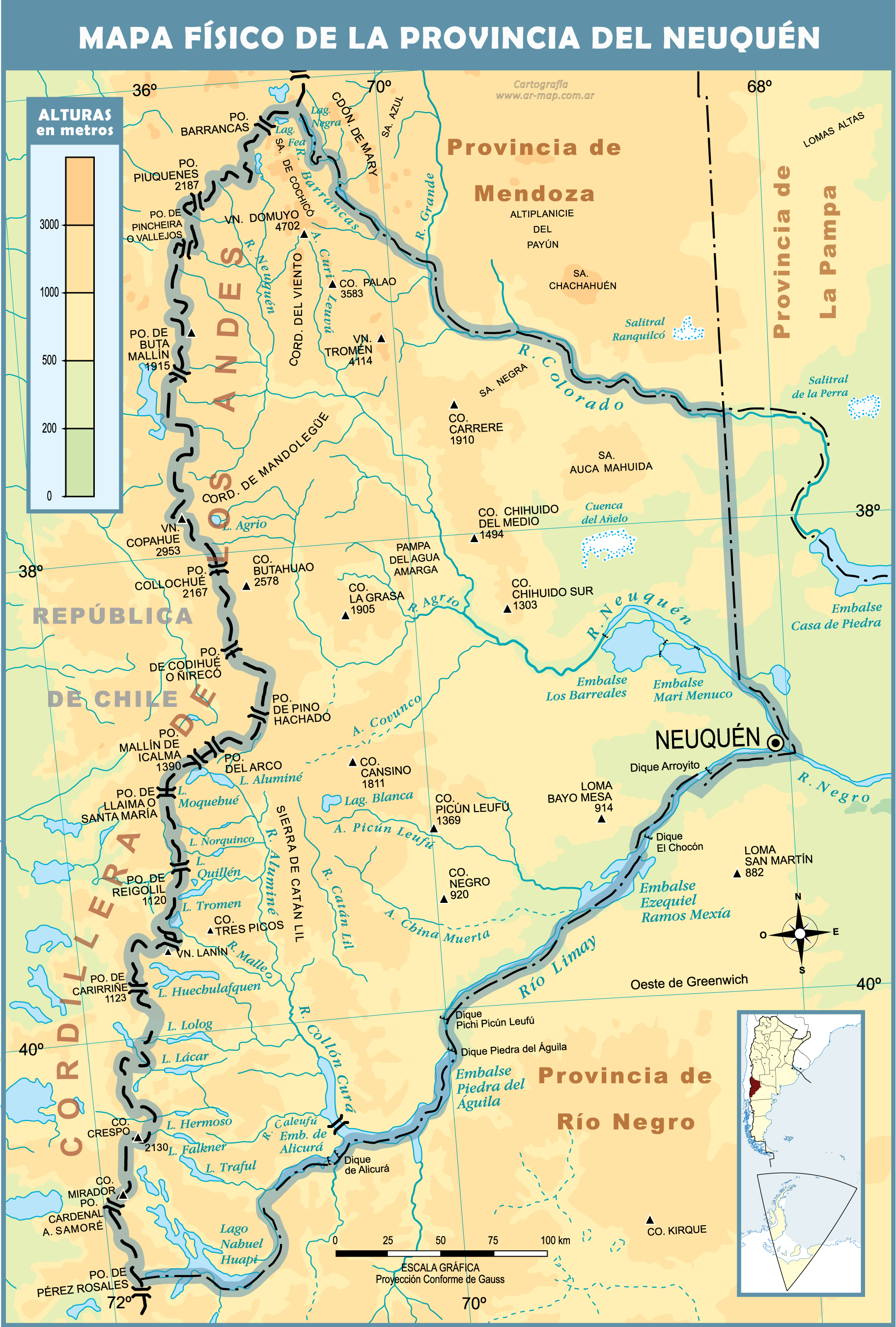 Mapa físico de la Provincia del Neuquén | Gifex