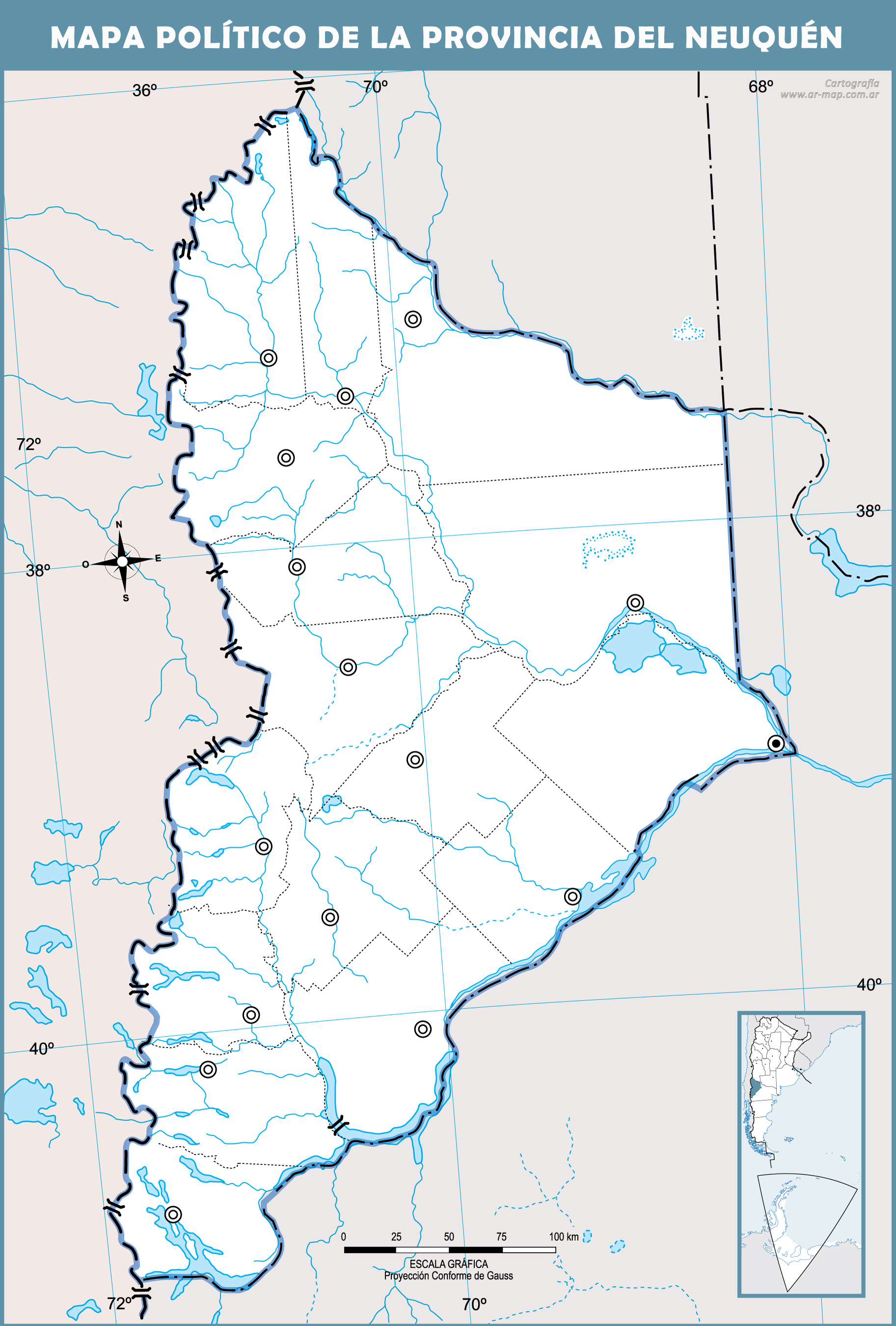 Mapa Pol Tico Mudo De La Provincia Del Neuqu N Gifex   Mapa Politico Mudo De La Provincia Del Neuquen 