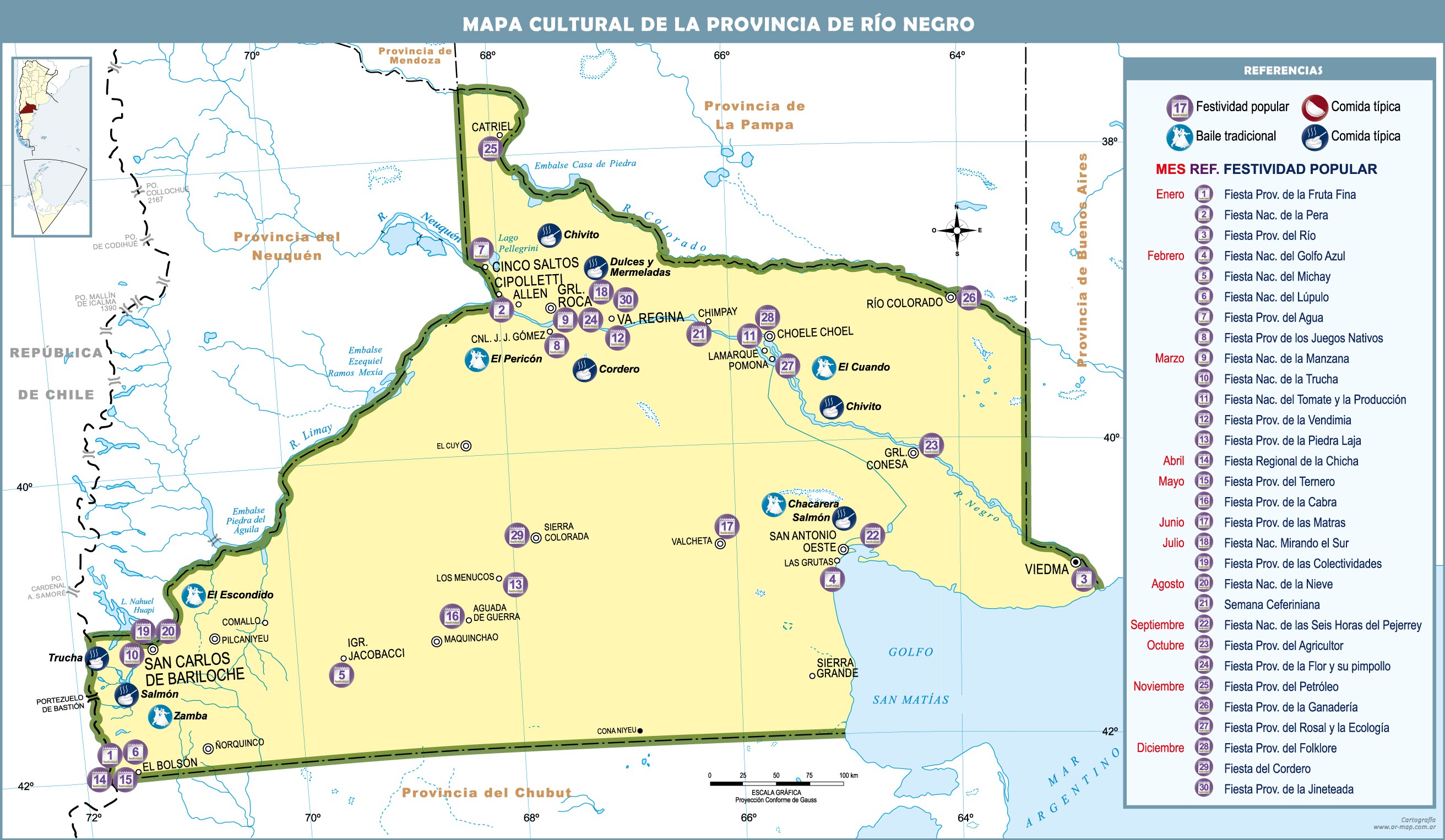 Cultural map of the Province of Río Negro, Argentina | Gifex