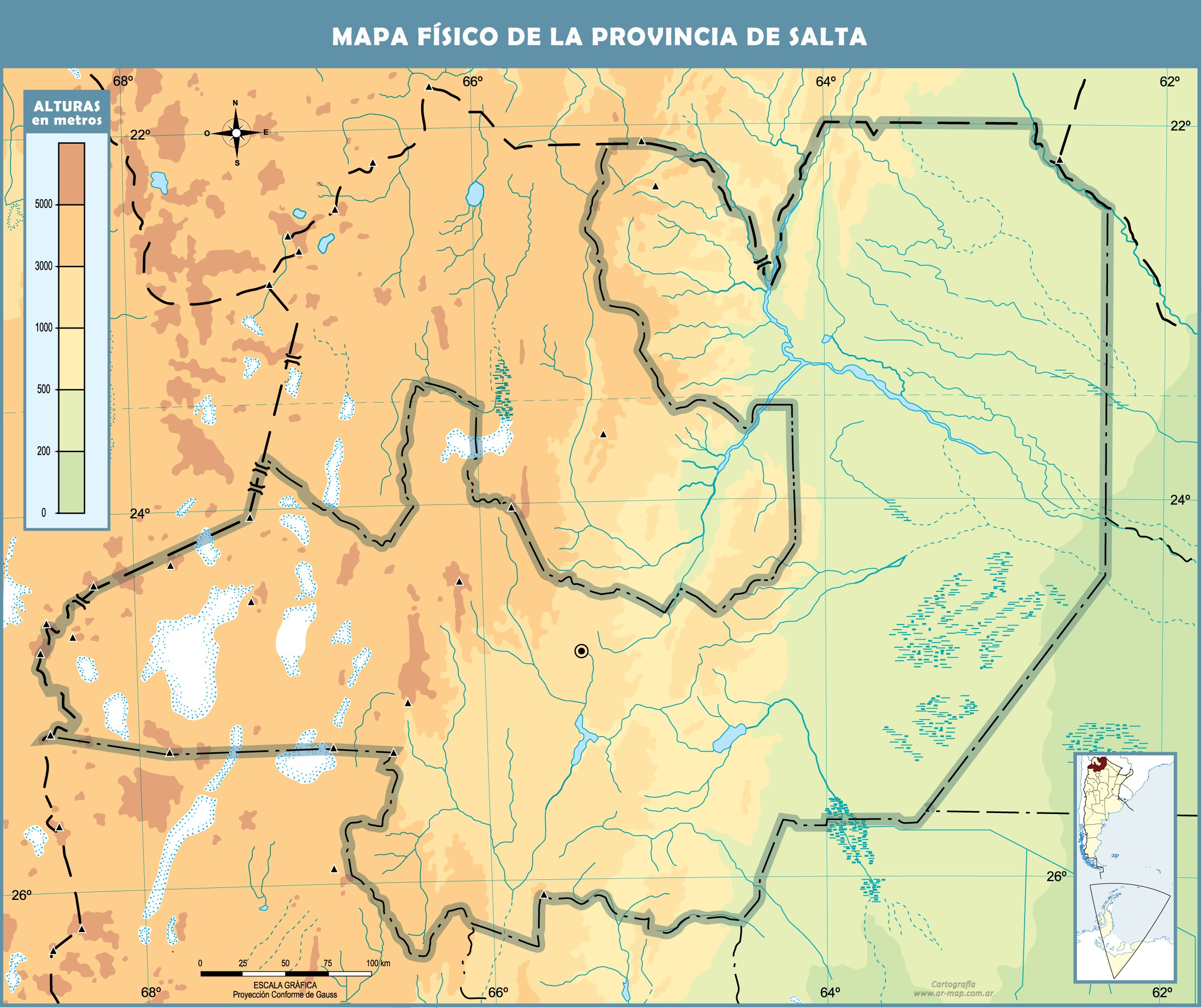 Mapa físico mudo de la Provincia de Salta | Gifex