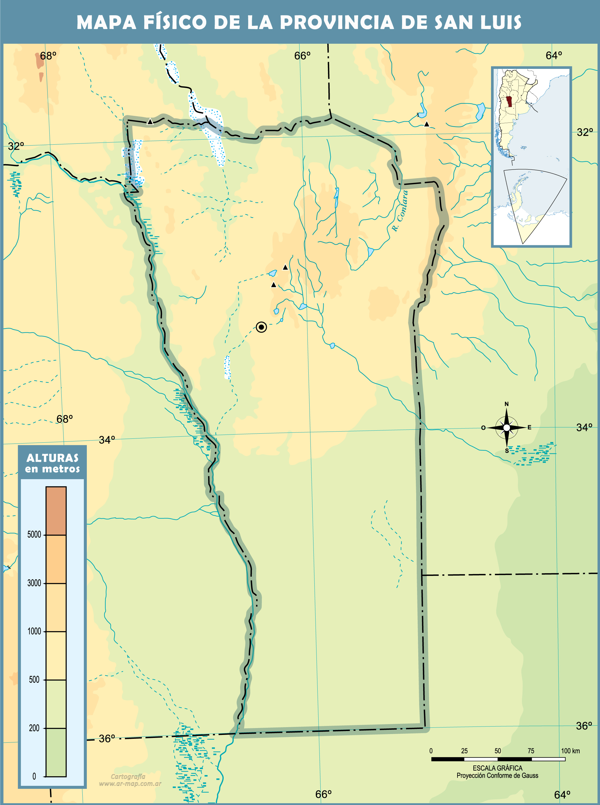 Mapa F Sico De La Provincia De San Luis Argentina San Luis Gifex My