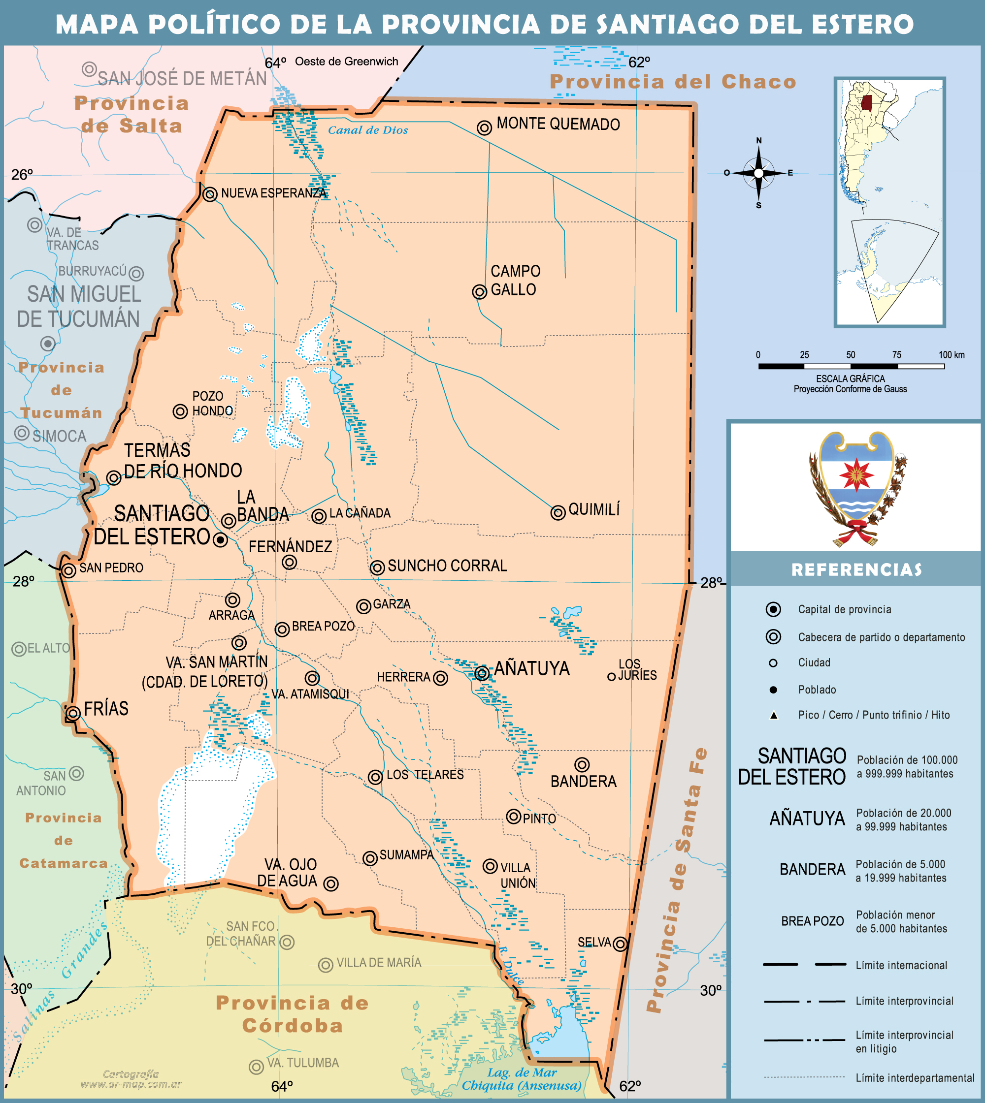 Mapa Político De La Provincia De Santiago Del Estero Ex 7083