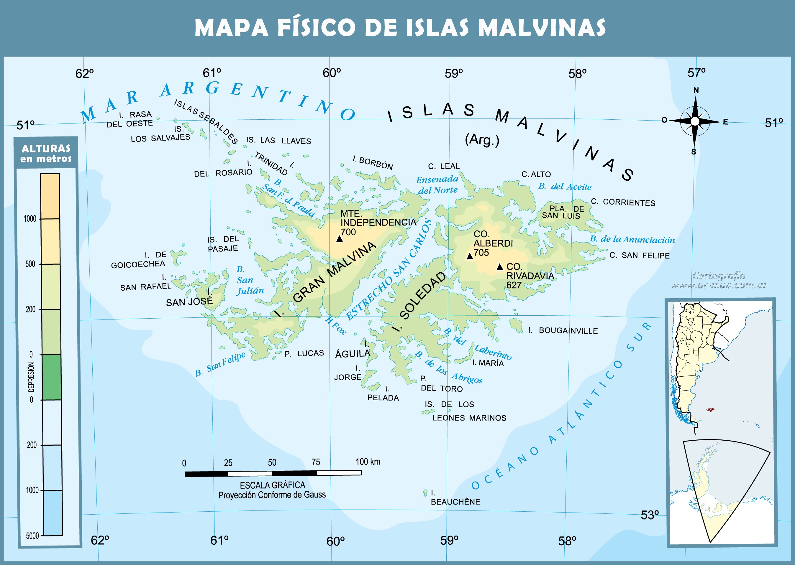 Large Detailed Physical Map Of Falkland Islands With - vrogue.co