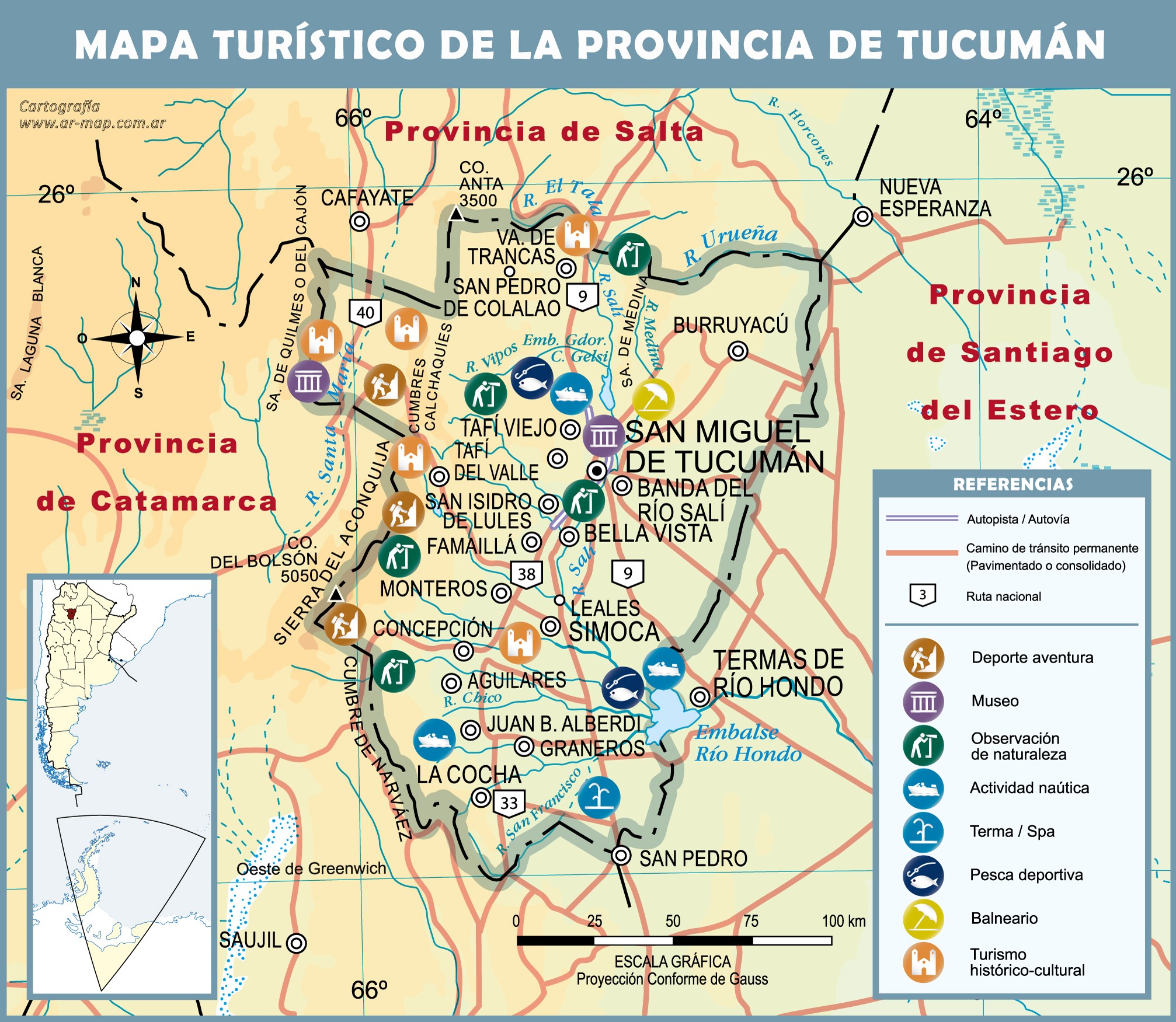 Tourist map of the Province of Tucumán | Gifex