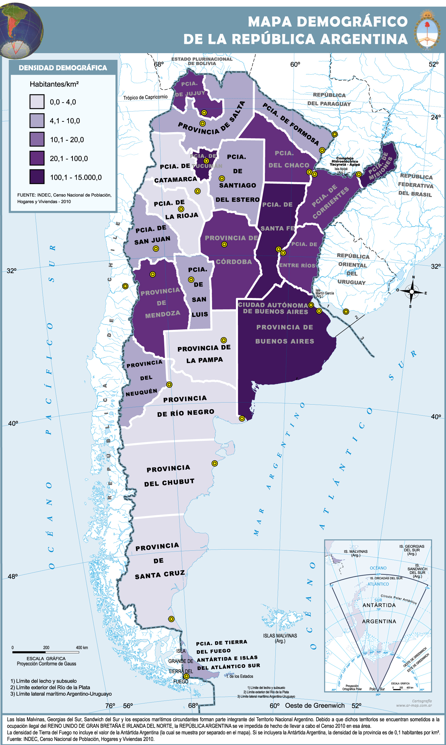 Demographic map of Argentina Full size Gifex