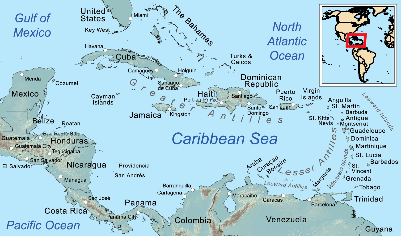 Mapa del caribe - Tamaño completo | Gifex