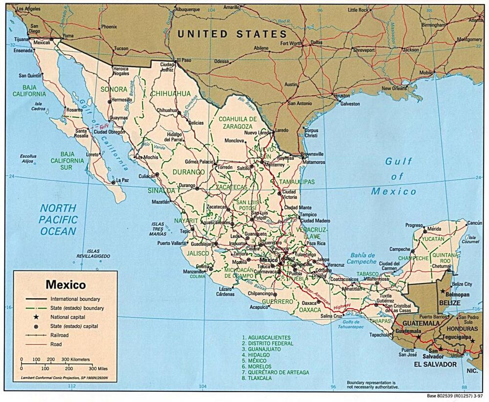 Mapa Político de México Tamaño completo Gifex