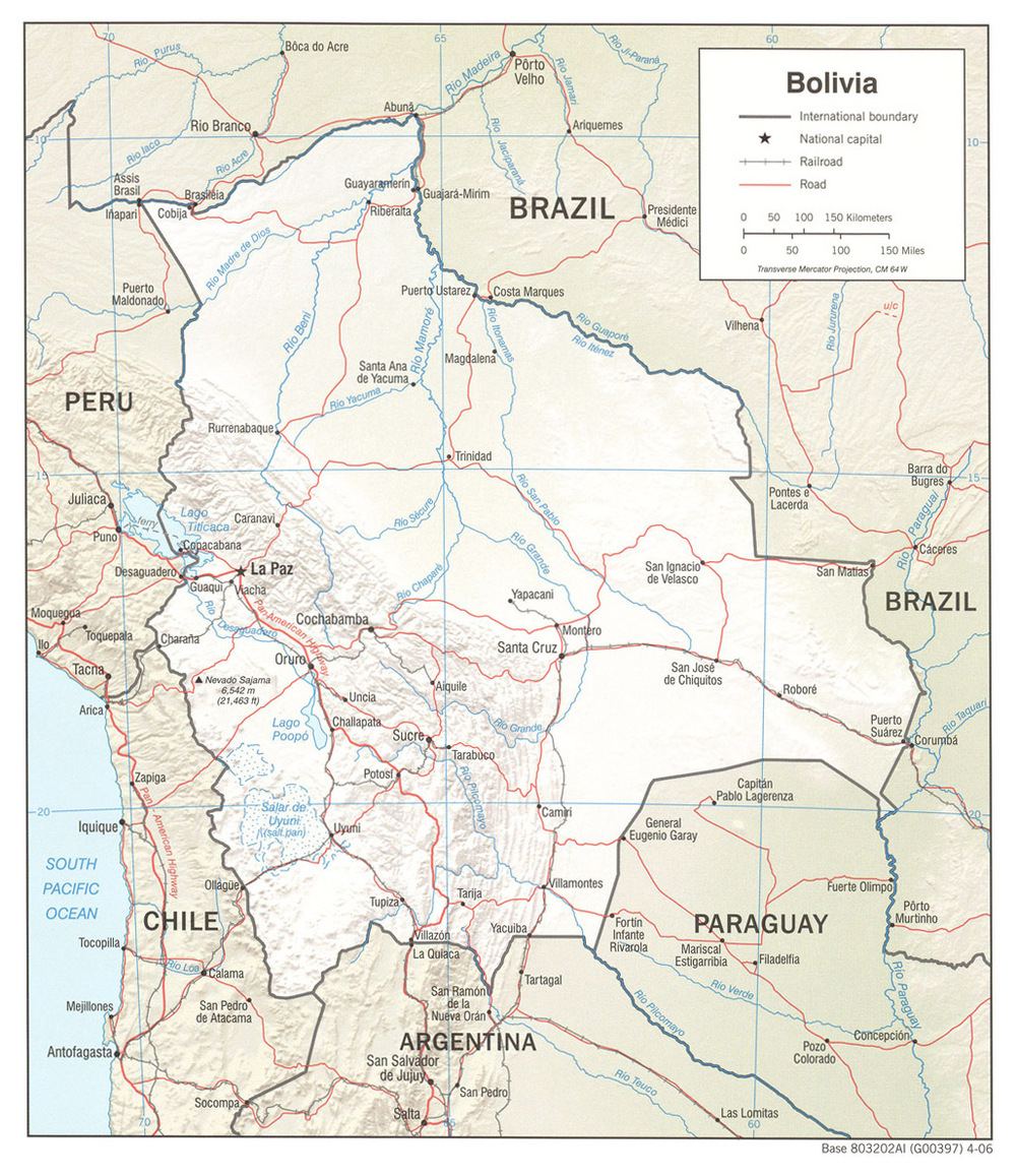 Mapa Físico De Bolivia Tamaño Completo Ex