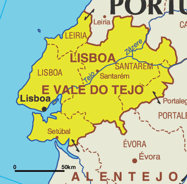 Mapa do Distrito de Lisboa, Portugal