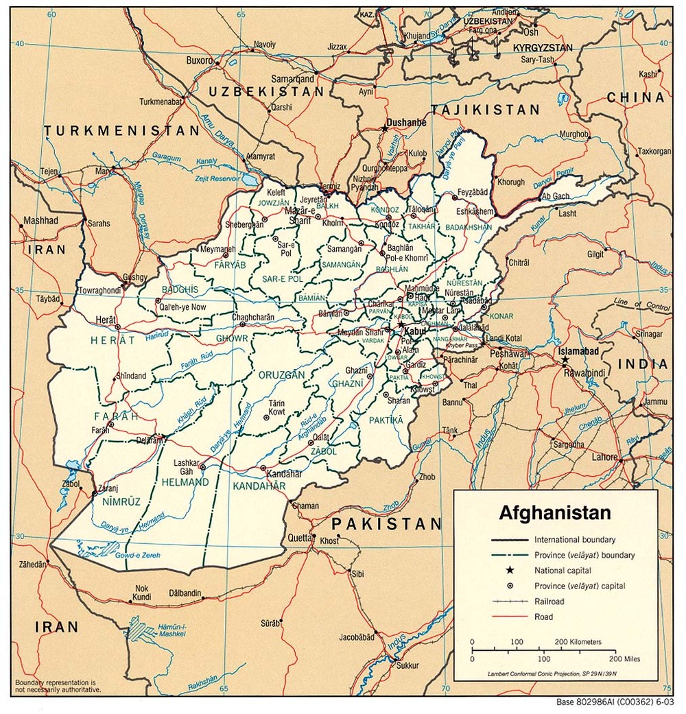 Afghanistan Political Map 2003 Full Size Gifex