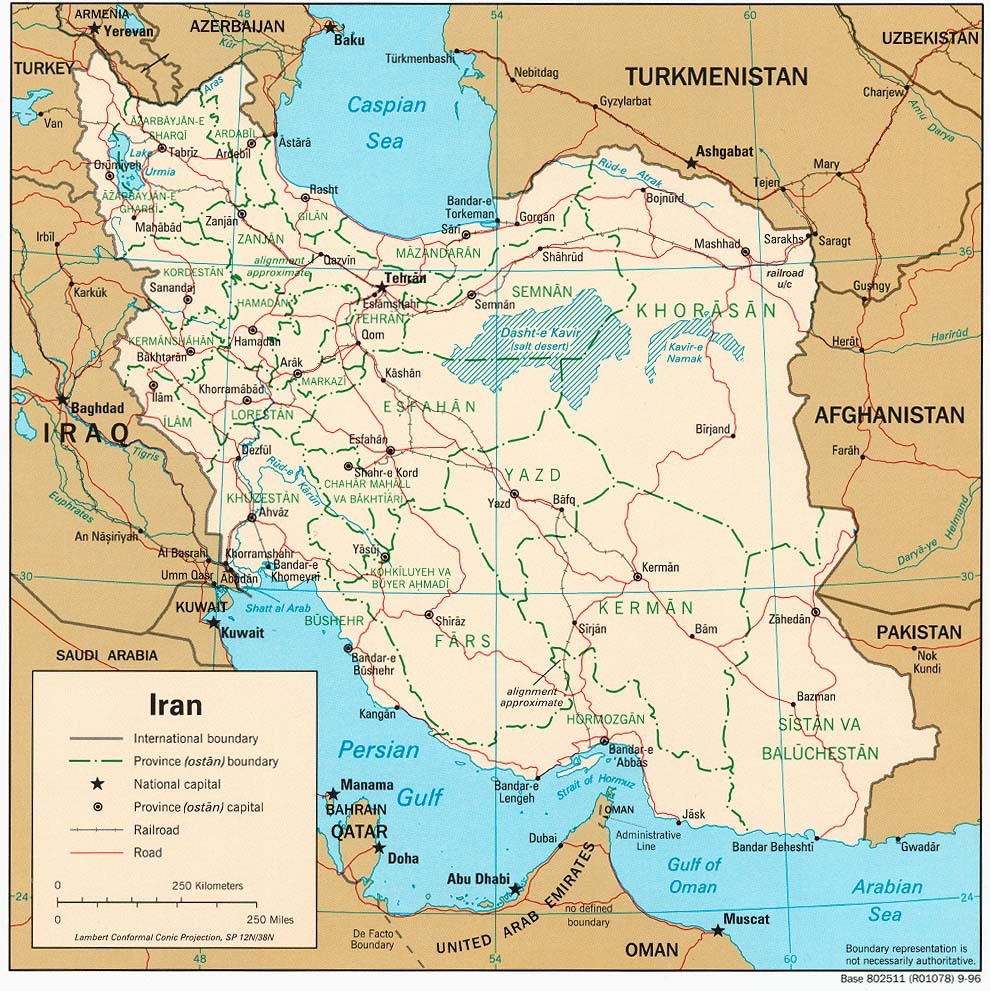 Iran Political Map 1996 - Full size | Gifex