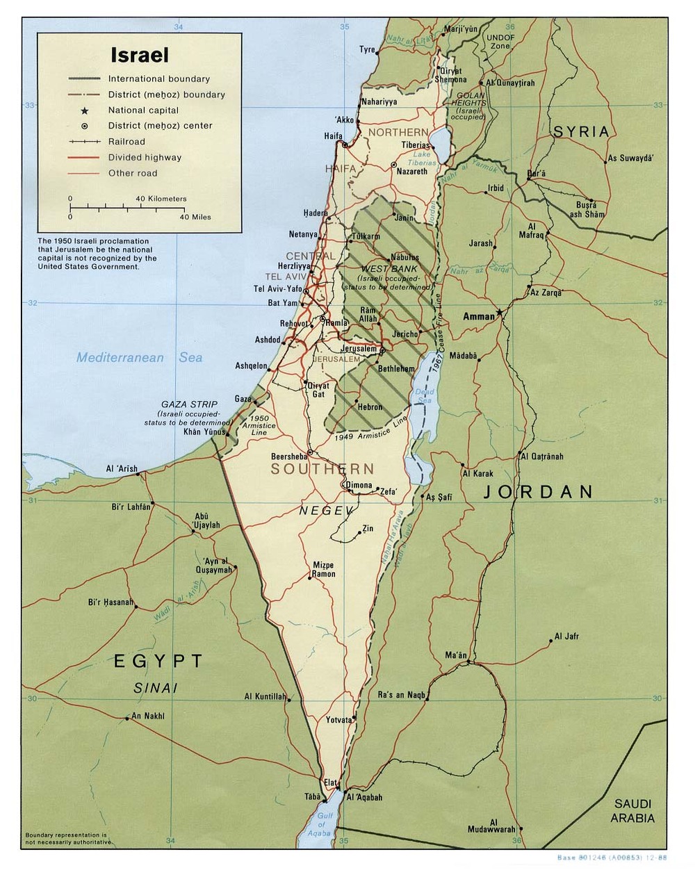 Israel Political Map 1988 - Full size | Gifex