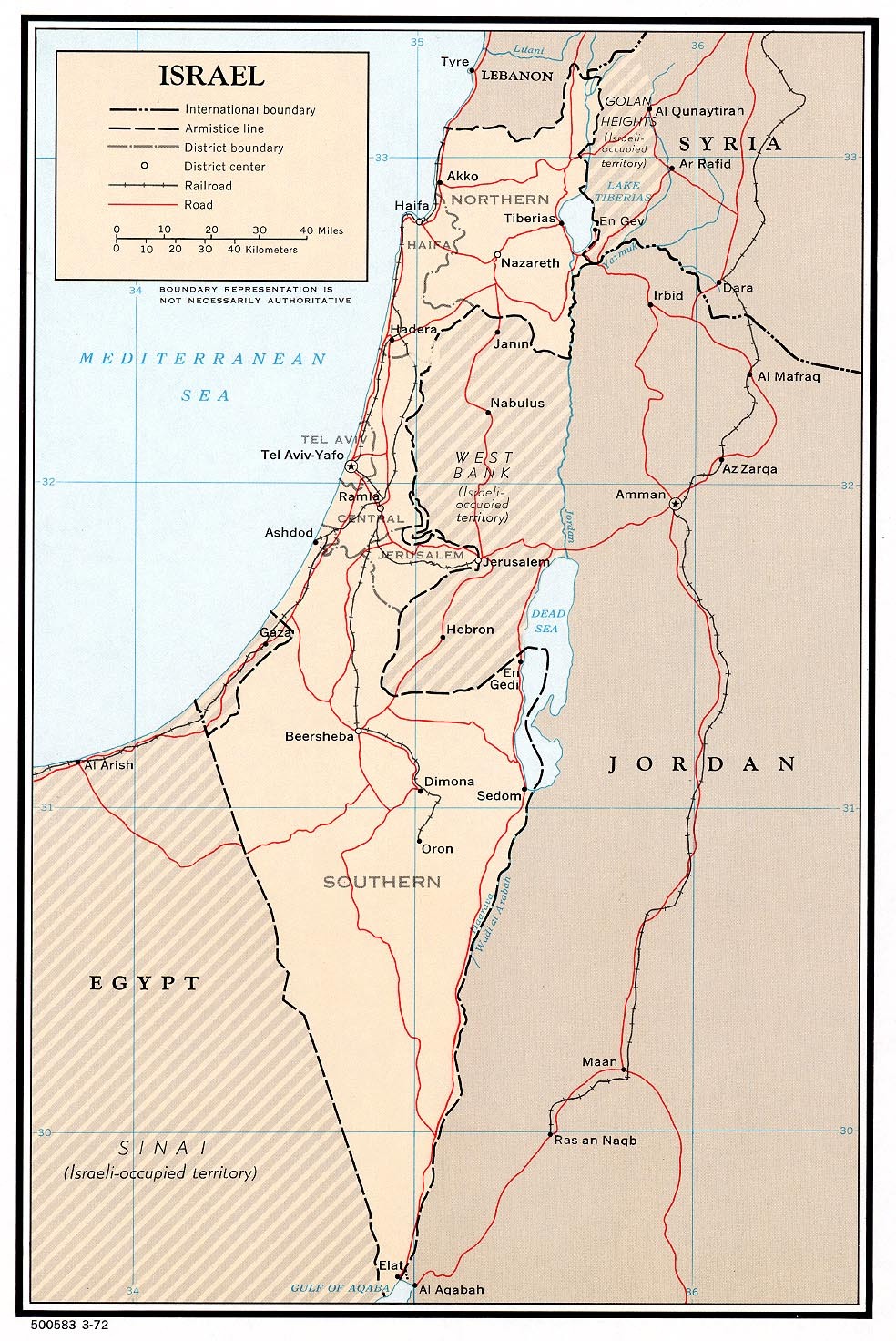 Israel Political Map 1972 - Full size | Gifex