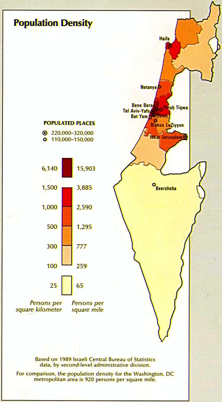 Densidad Poblacional de Israel 1993 Tamaño completo Gifex