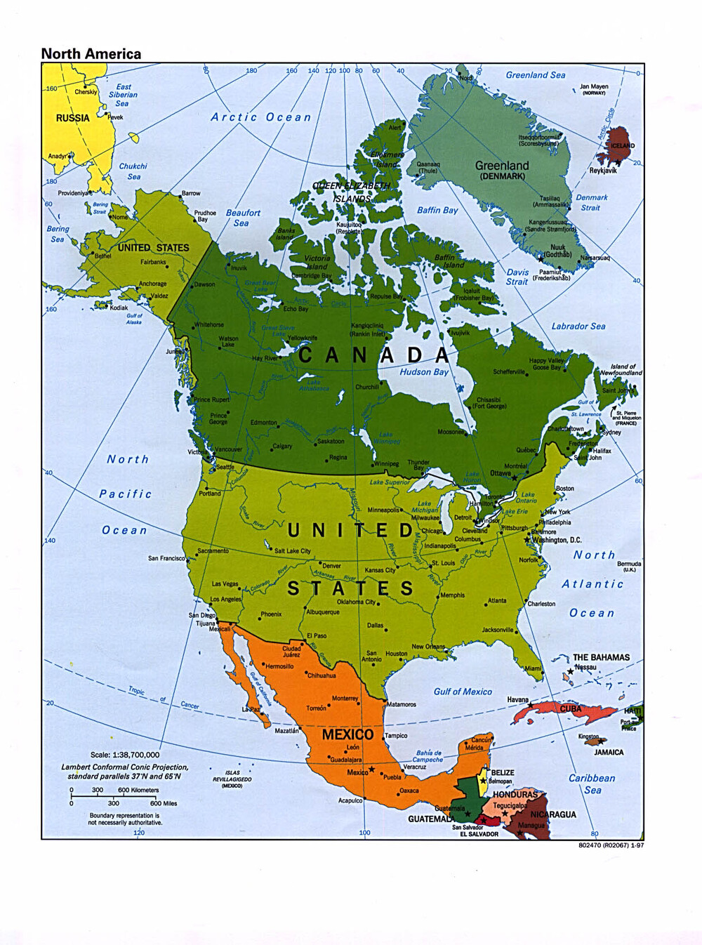 North America Political Map Full Size Ex 6747