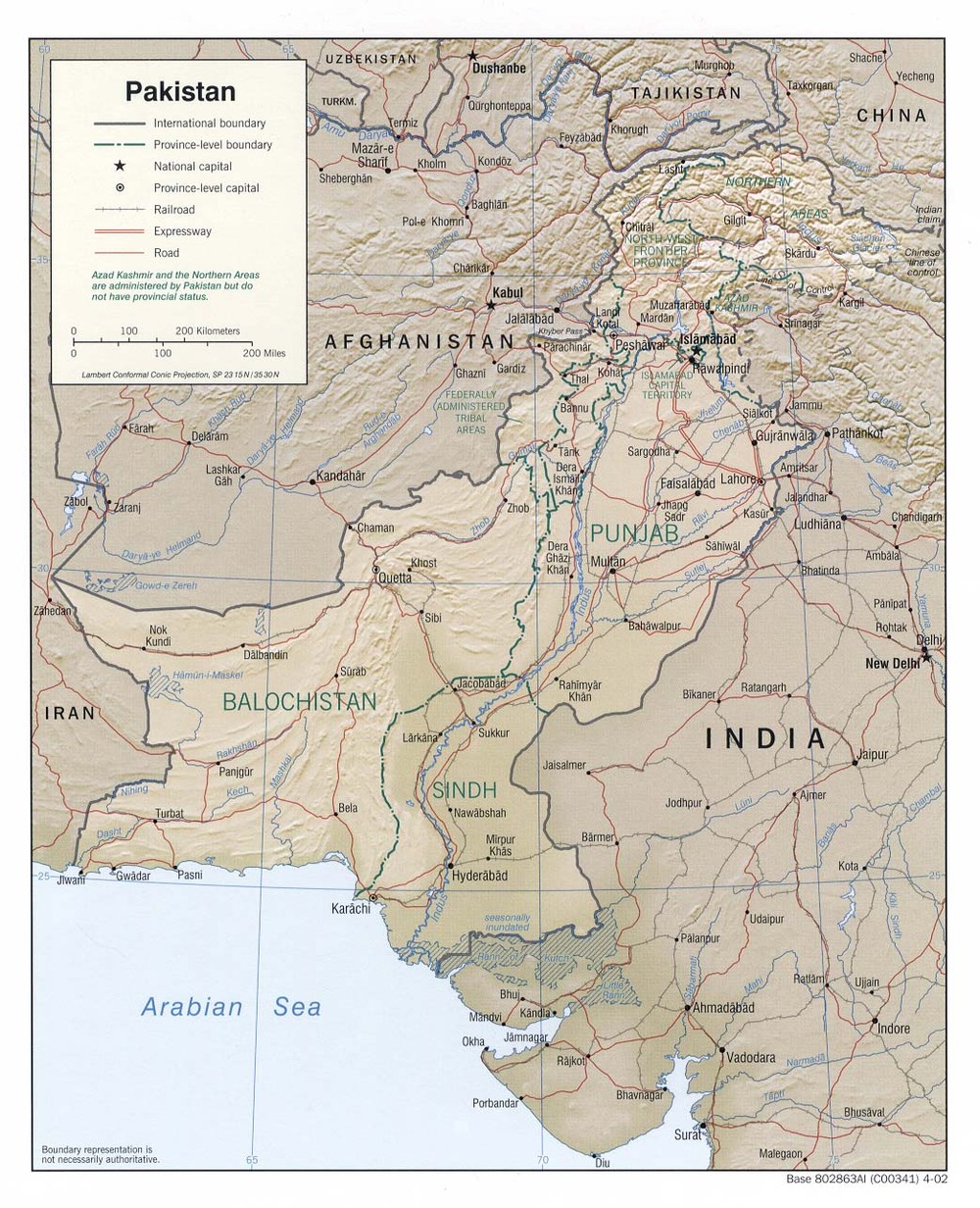 Pakistan Physical Map 2002 Full Size Ex 