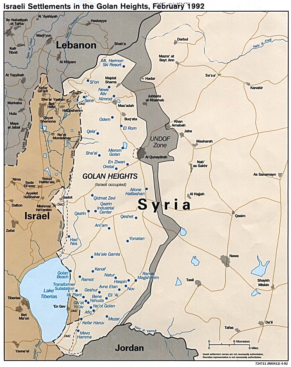 Israeli Settlements In The Golan Heights 1992 Full Size Ex