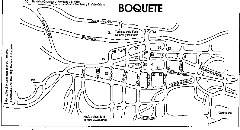 Map of the town of Boquete, Chiriqui, Rep. of Panama - Full size | Gifex