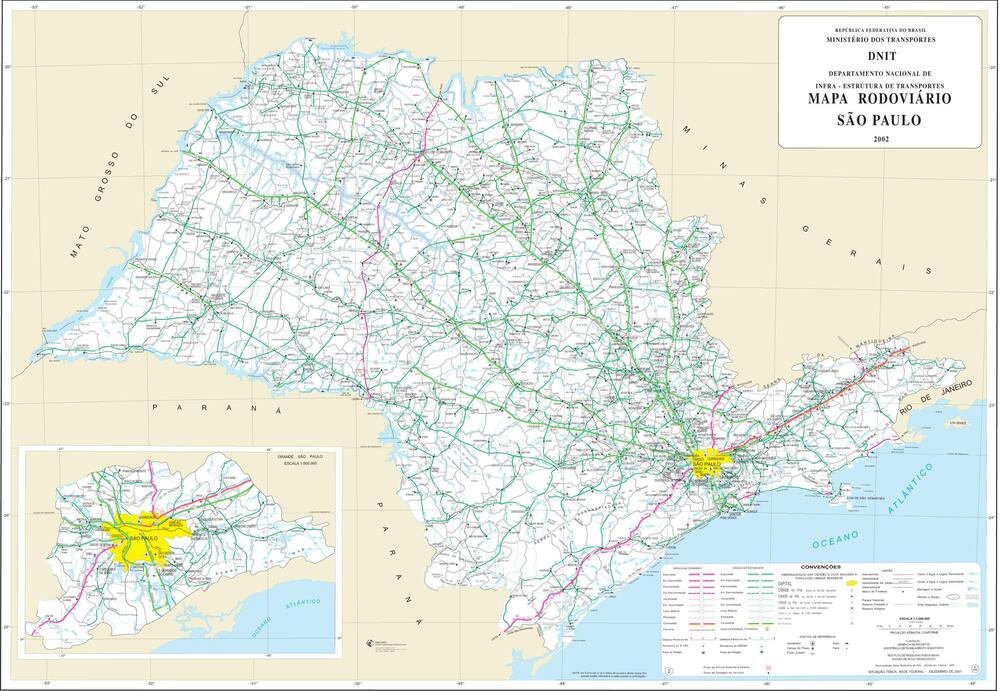 São Paulo State Road Map, Brazil - Full size | Gifex