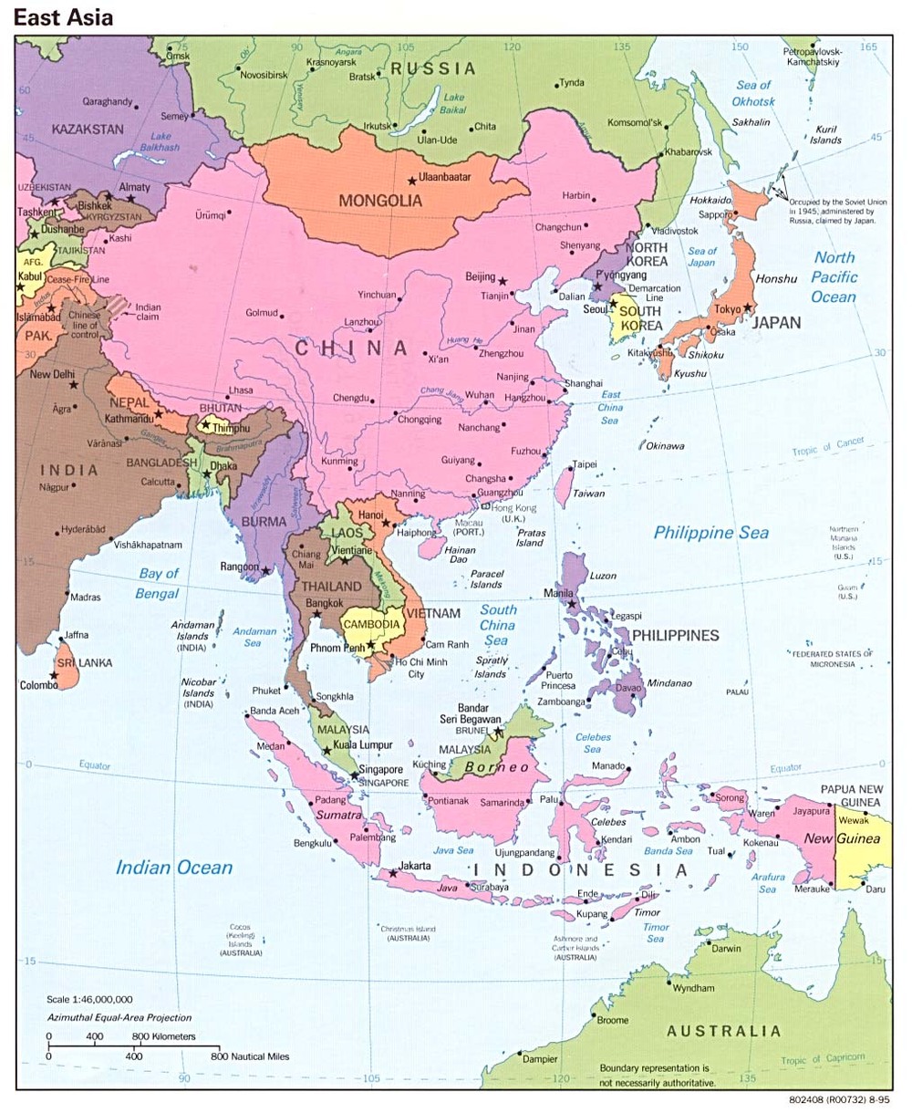 east asia political map