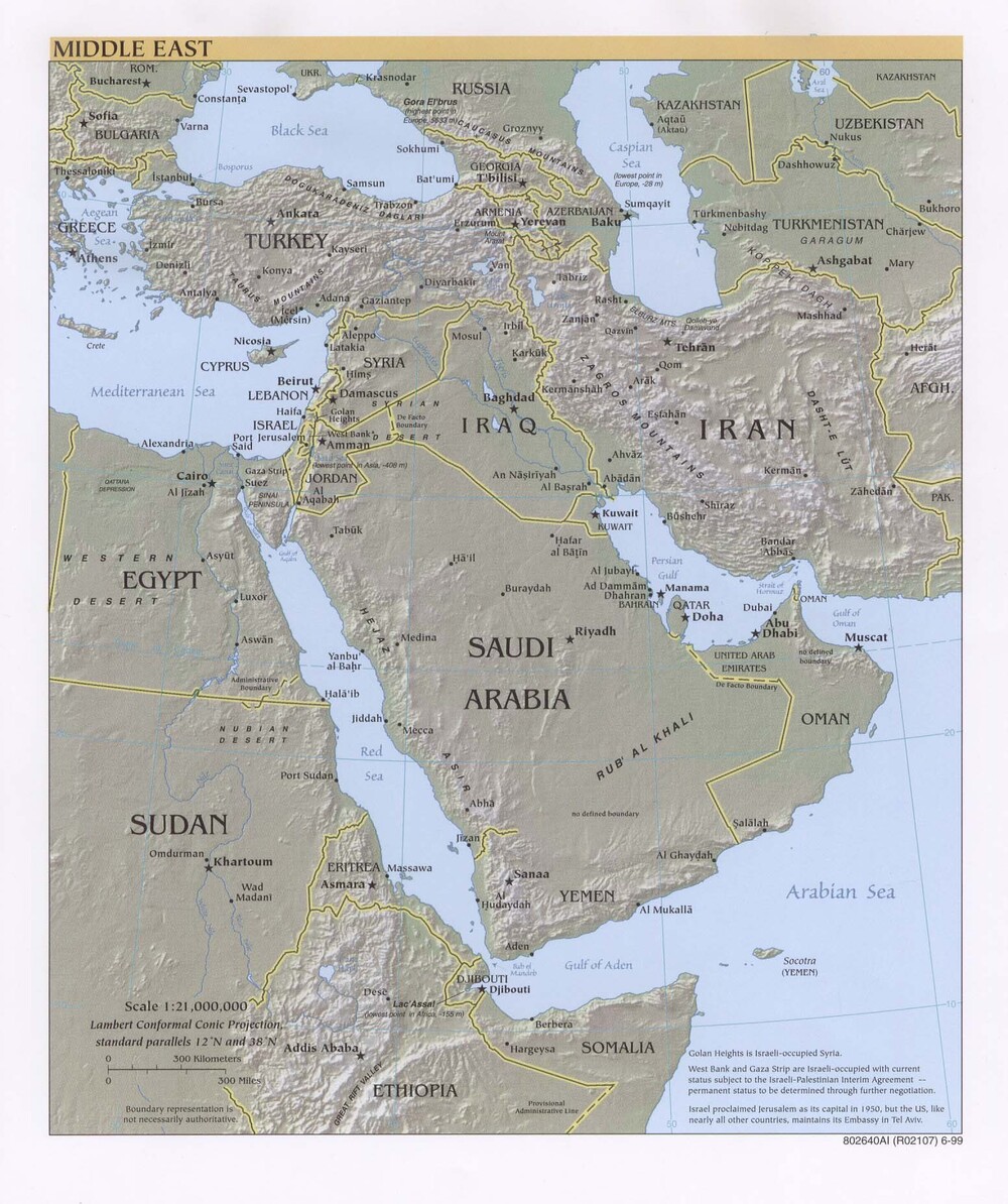 Middle East physical map - Full size | Gifex