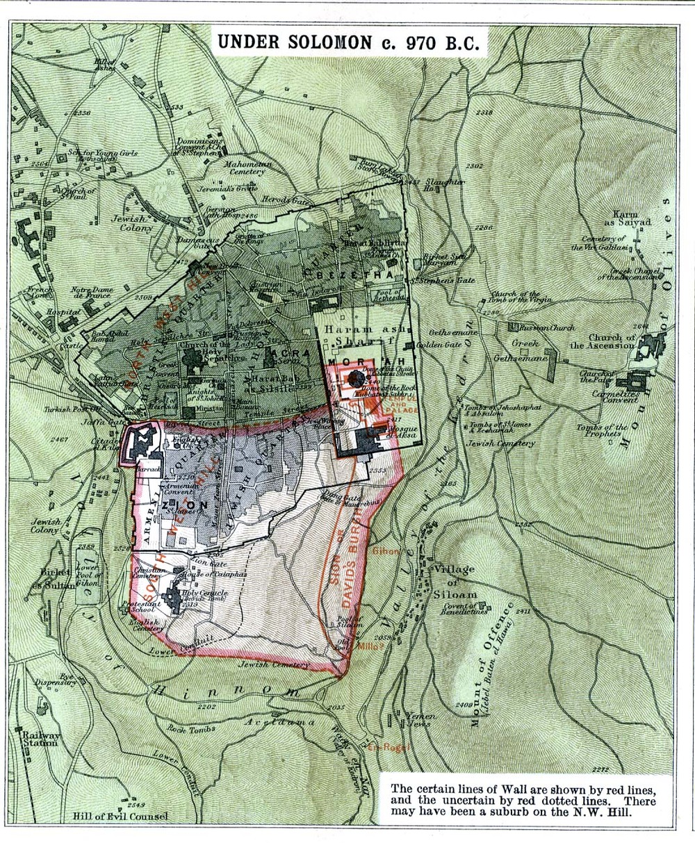 Map of Jerusalem Under Solomon c. 970 B.C. - Full size | Gifex