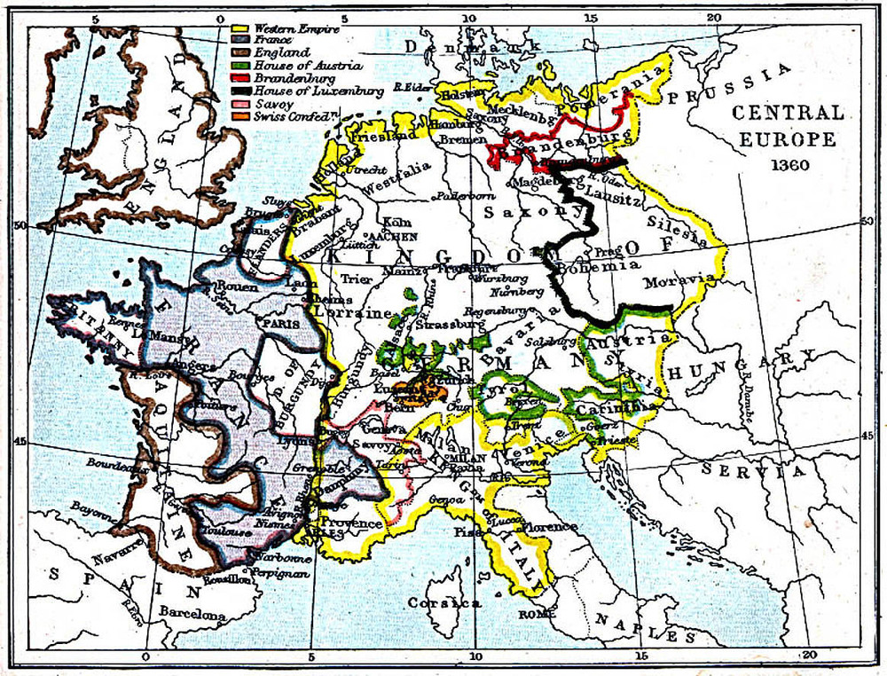 Central Europe Map 1360 A.D. - Full size | Gifex