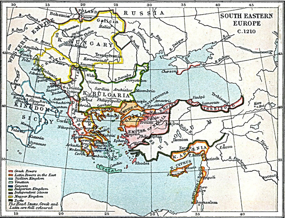 South Eastern Europe Map 1210 A.D. - Full size | Gifex