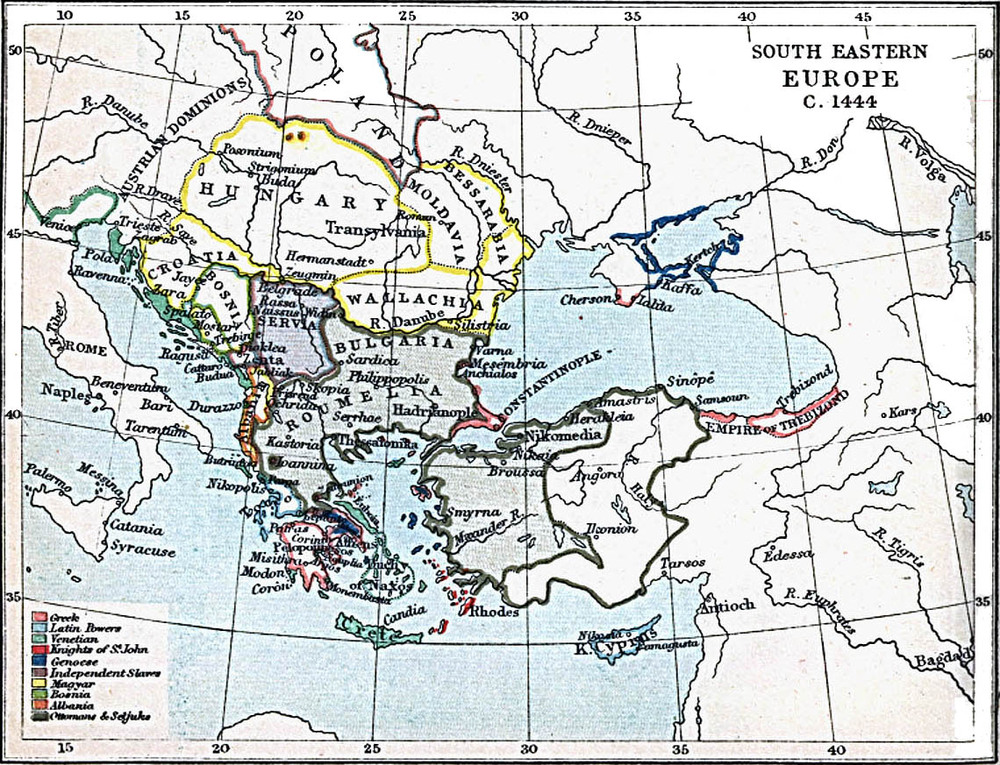 South Eastern Europe Map 1444 A.D. - Full size | Gifex