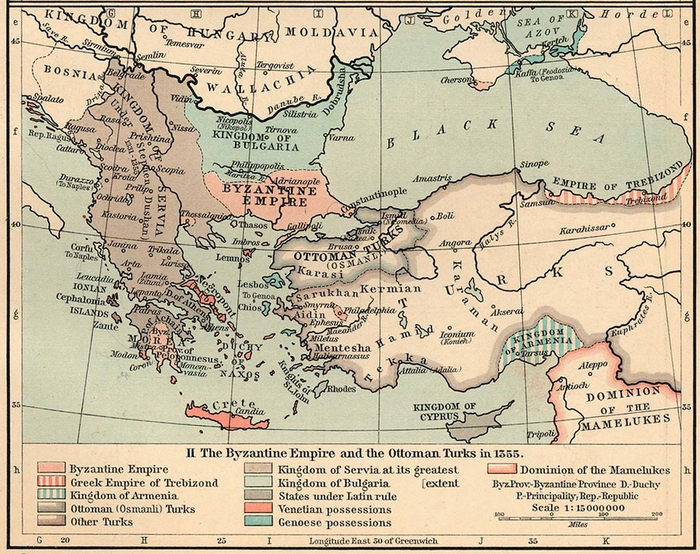 Map of the Byzantine Empire and the Ottoman Turks in 1355 - Full size ...