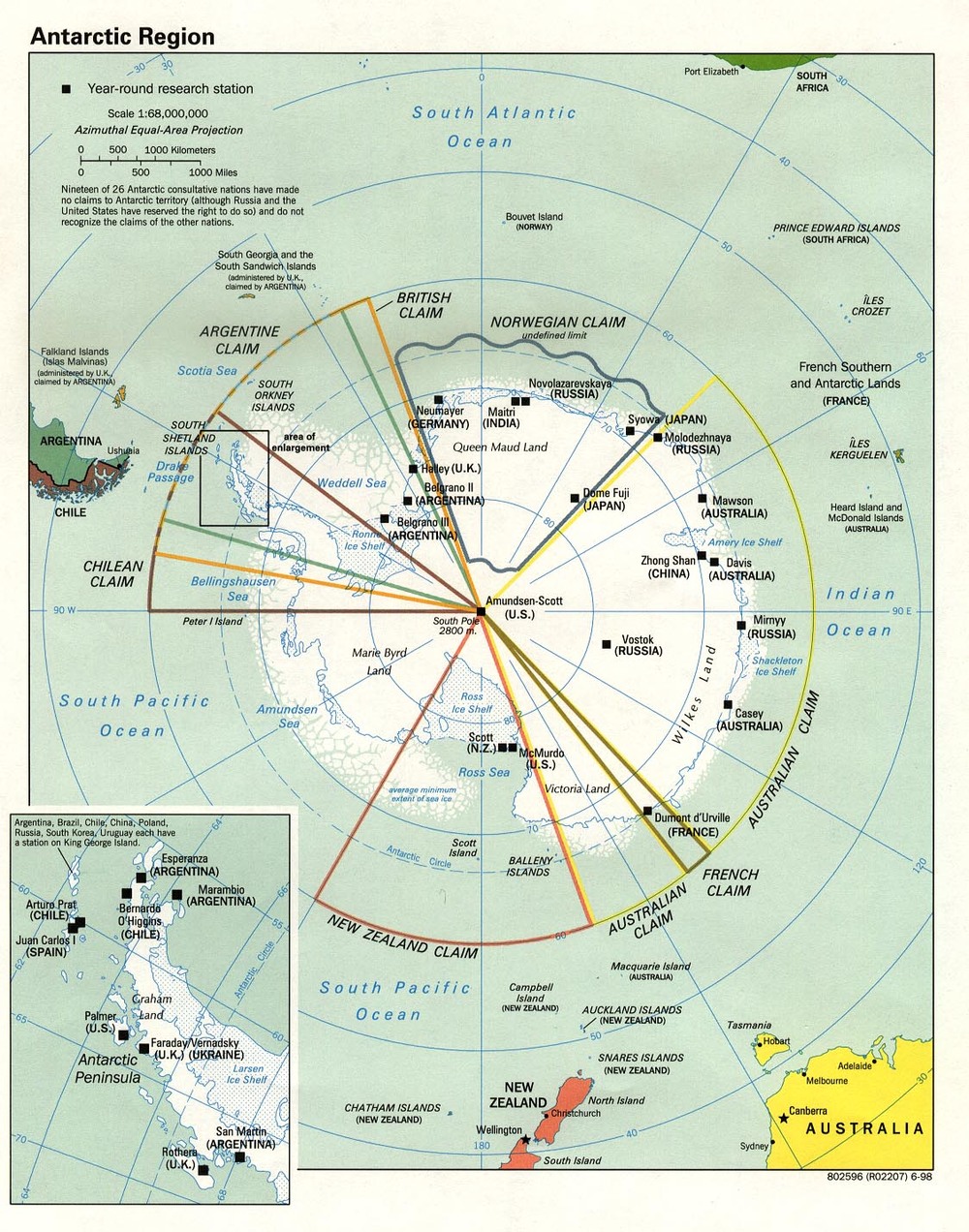 Map with territorial claims of Antarctica - Full size | Gifex