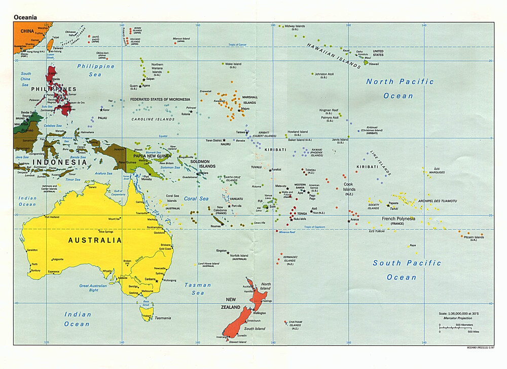 Mapa Politico De Oceanía Tamaño Completo Ex