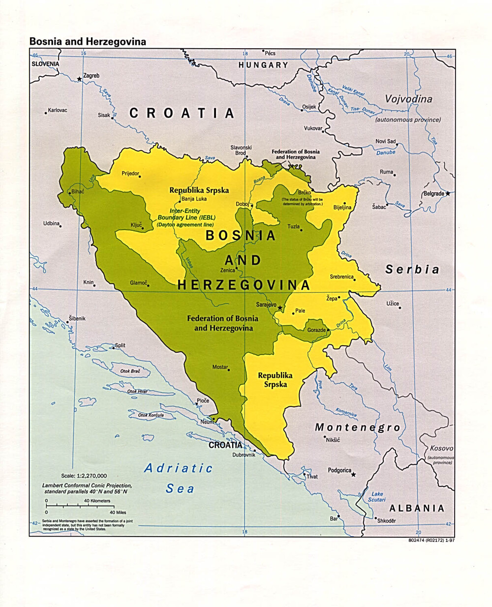 Mapa Político De Bosnia Y Herzegovina 1997 Tamaño Completo Ex