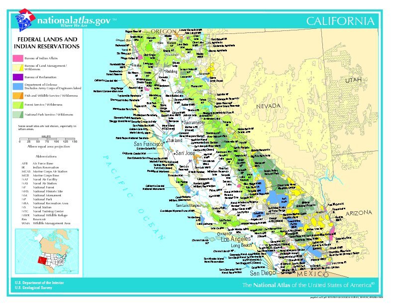 California Federal Lands and Indian Reservations, United States - Full ...