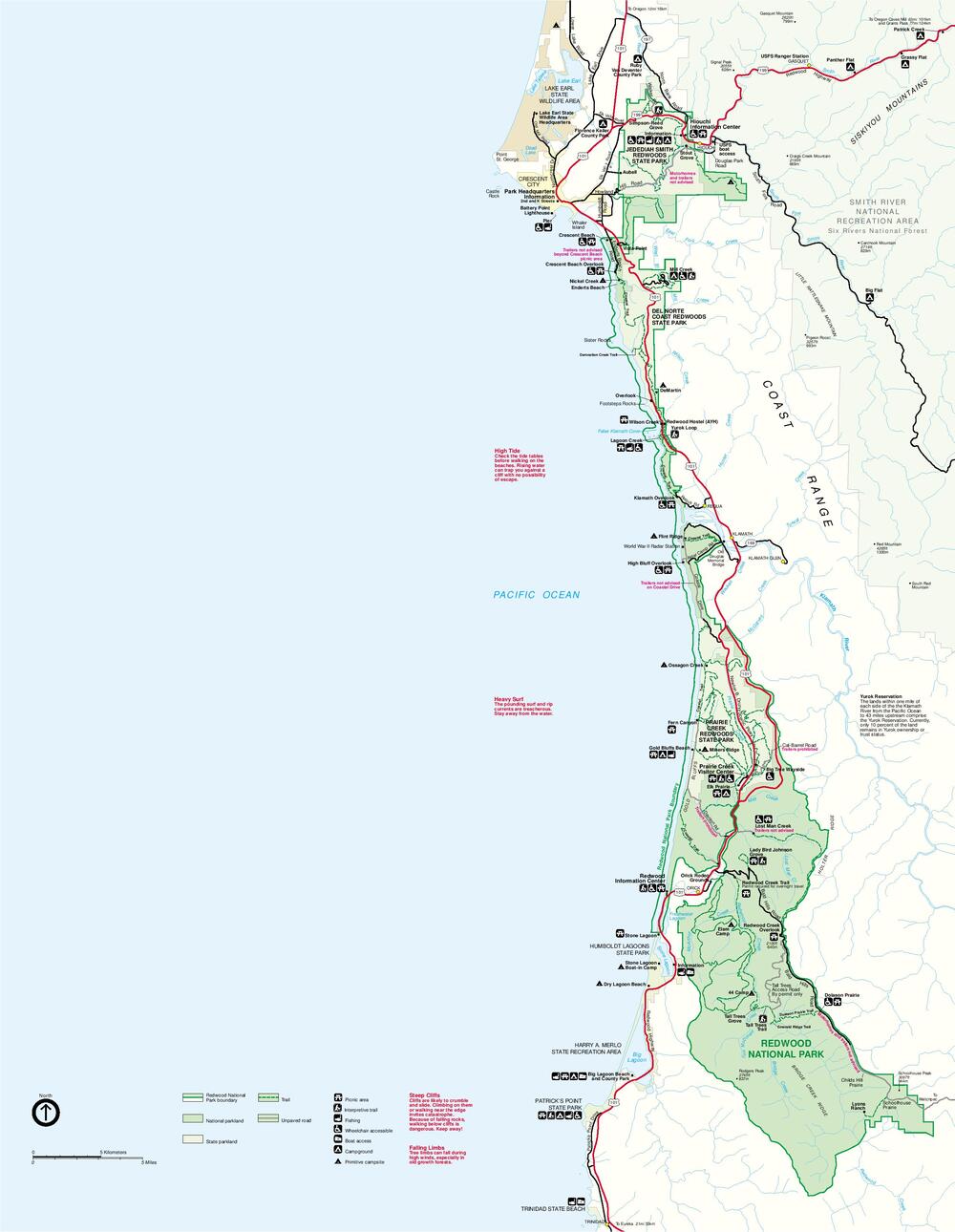 Redwood National Park Map, California - Full size | Gifex