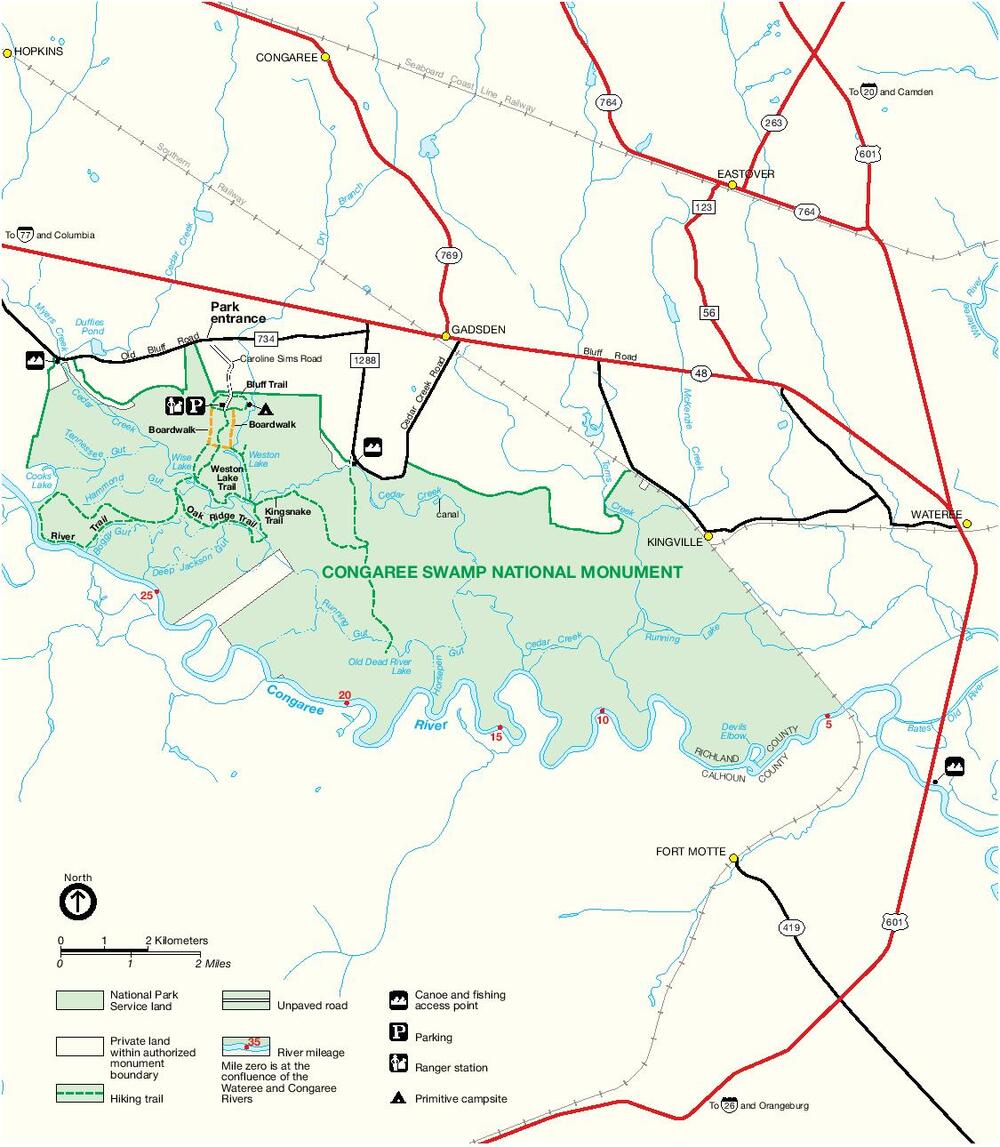 Park Map of Congaree Swamp National Monument - Full size | Gifex