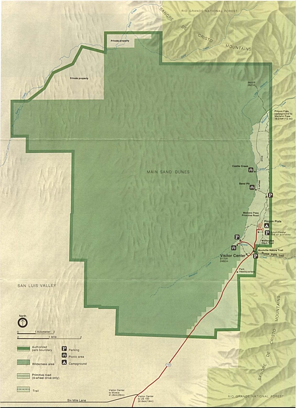 Physical Map of Great Sand Dunes National Monument - Full size | Gifex