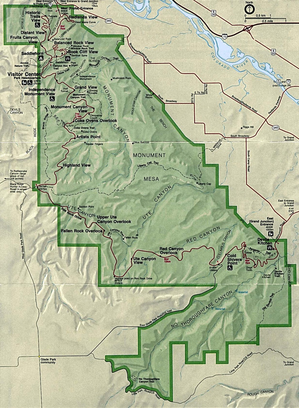 Colorado National Monument Park Map - Full size | Gifex