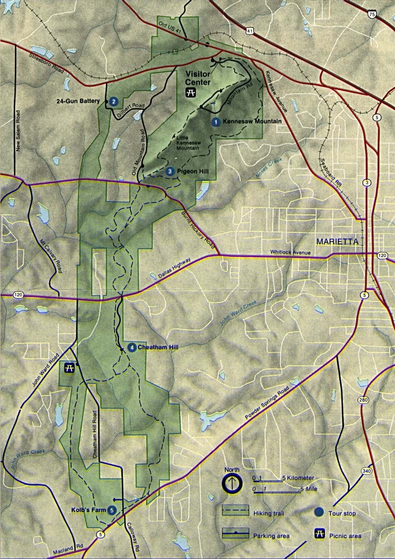 Kennesaw Mountain National Battlefield Park Map - Full size | Gifex