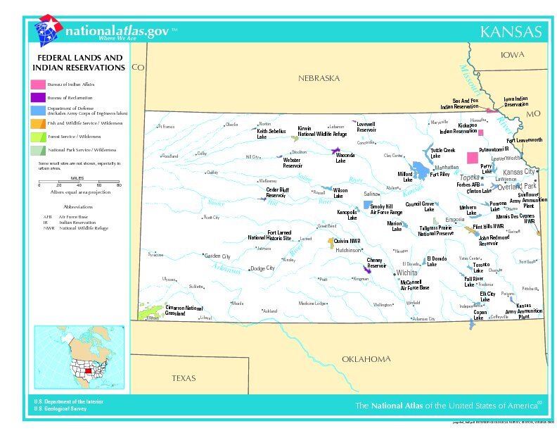 Kansas Federal Lands and Indian Reservations, United States - Full size ...