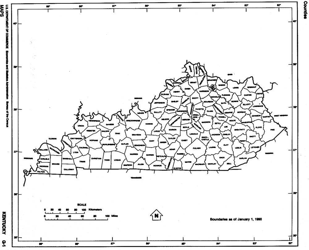 Kentucky Black and White Outline Map, United States - Full size | Gifex