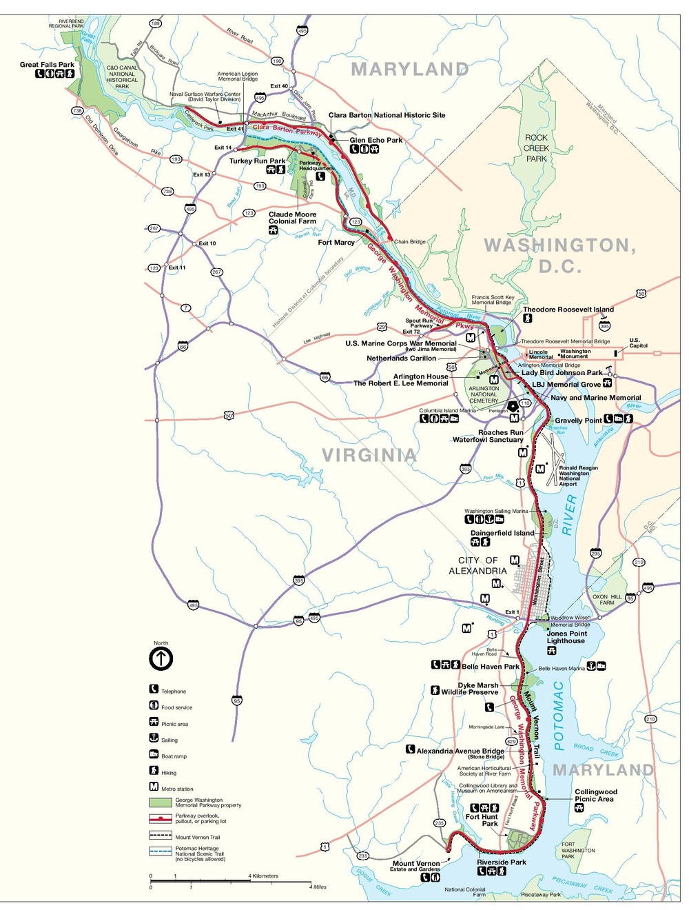 George Washington Memorial Parkway Map - Full size | Gifex