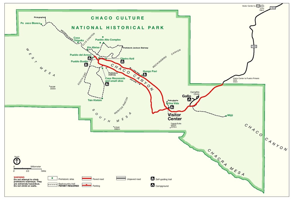 Chaco Culture National Historic Park Map Full size Gifex