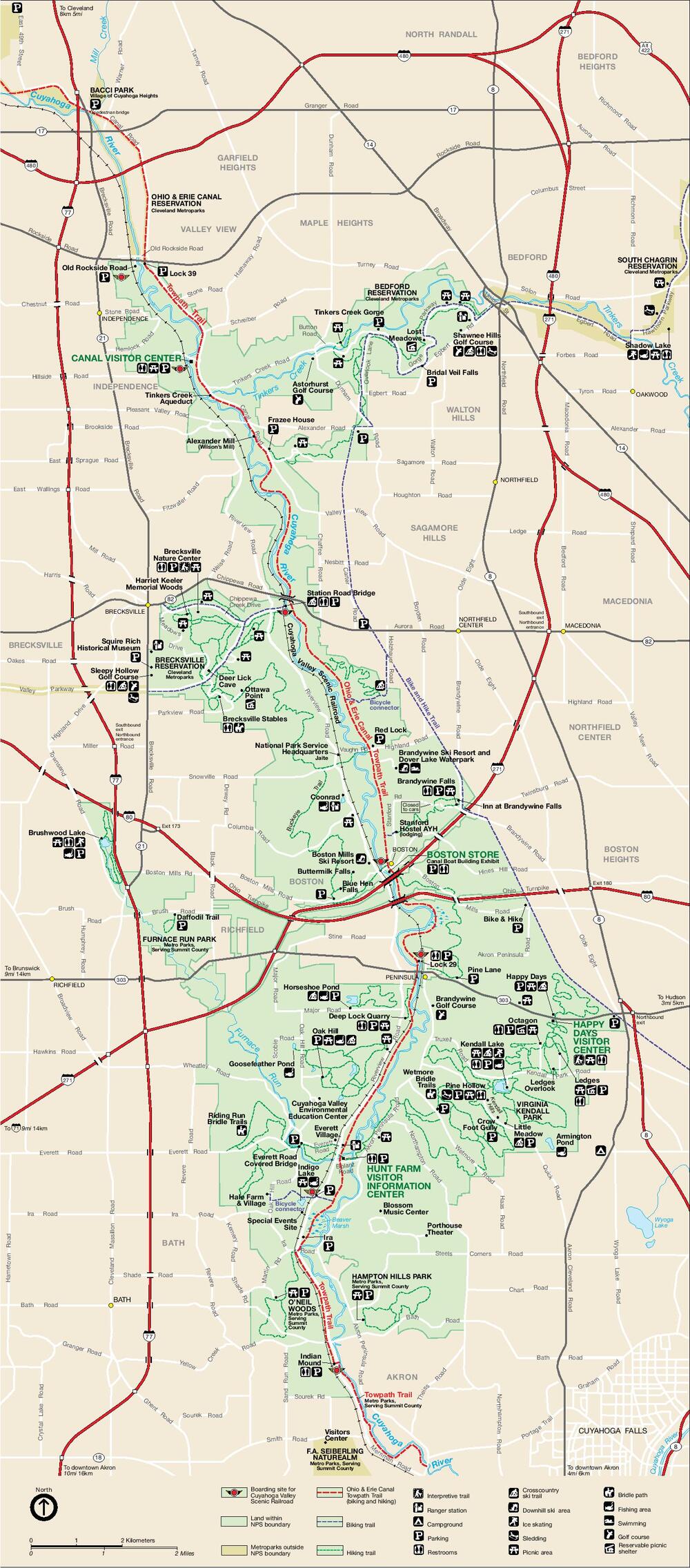 Park Map of Cuyahoga Valley National Recreation Area - Full size | Gifex