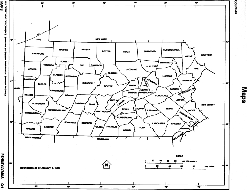 Pennsylvania Black and White Outline Map, United States - Full size | Gifex