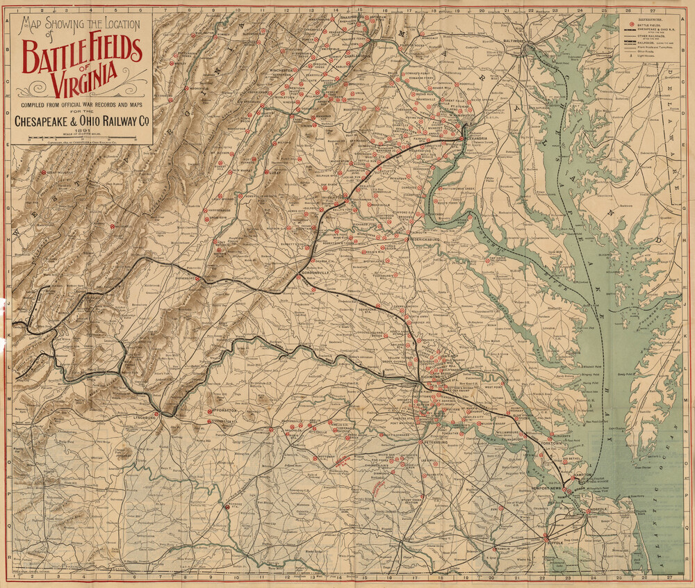 Virginia Civil War Battlefields Map 1891 - Full size | Gifex