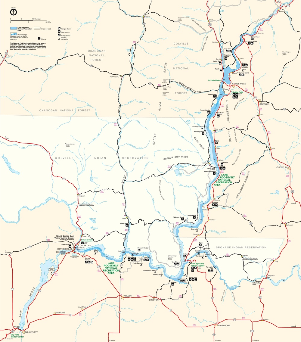 Park Map of Lake Roosevelt National Recreation Area - Full size | Gifex